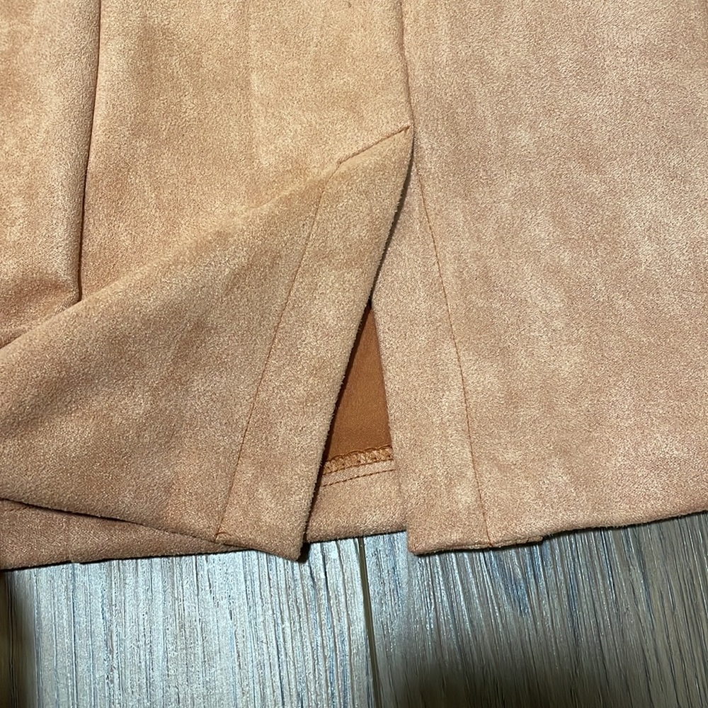 Pink lily tan faux suede midi skirt - Picture 7 of 7